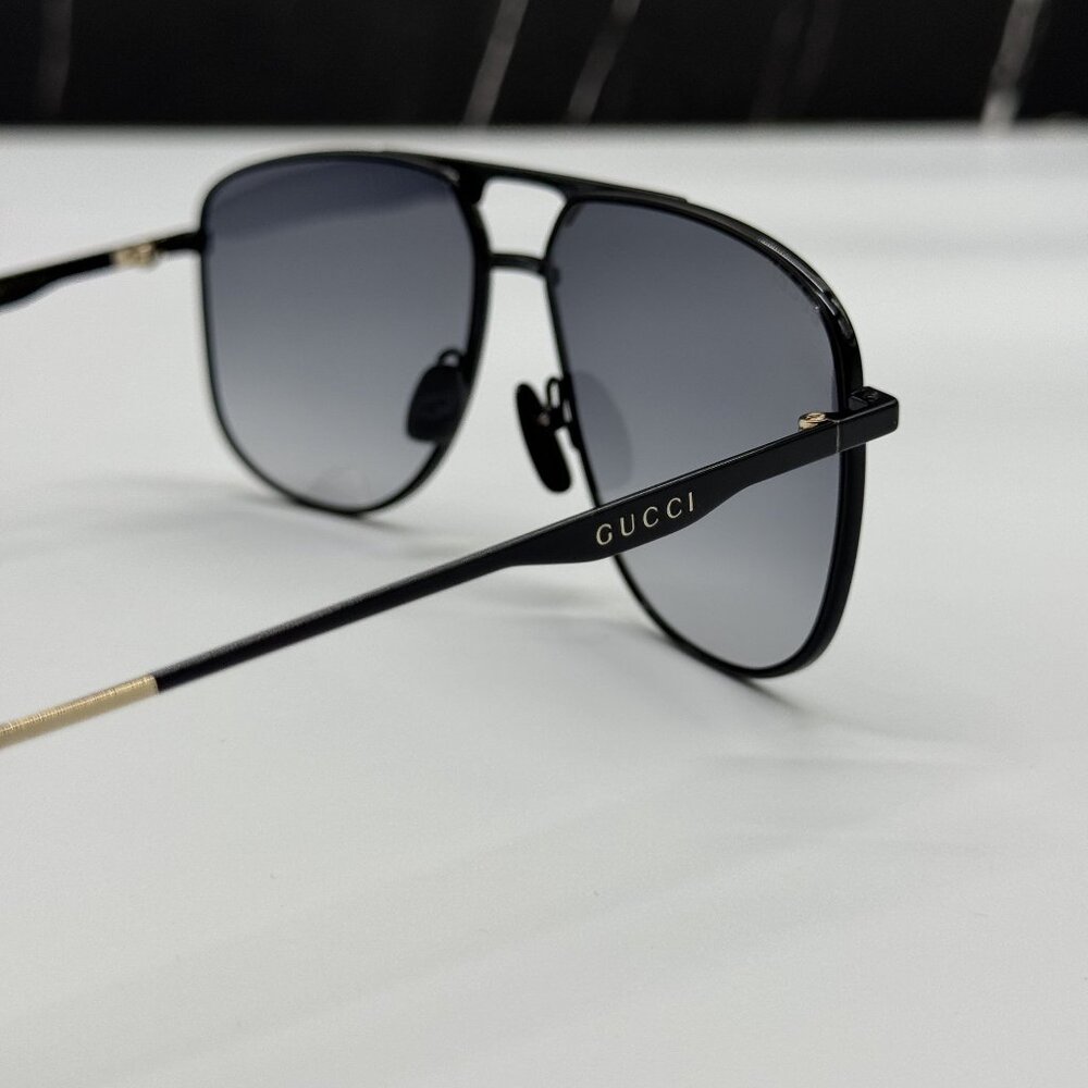 NEW GUCCI GG0336S 002 SUNGLASSES MEN BLACK/GRAY EYEWEAR - Picture 5 of 10